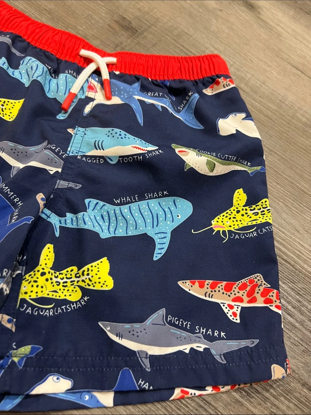 Mini Boden shark swim trunks size 6-7